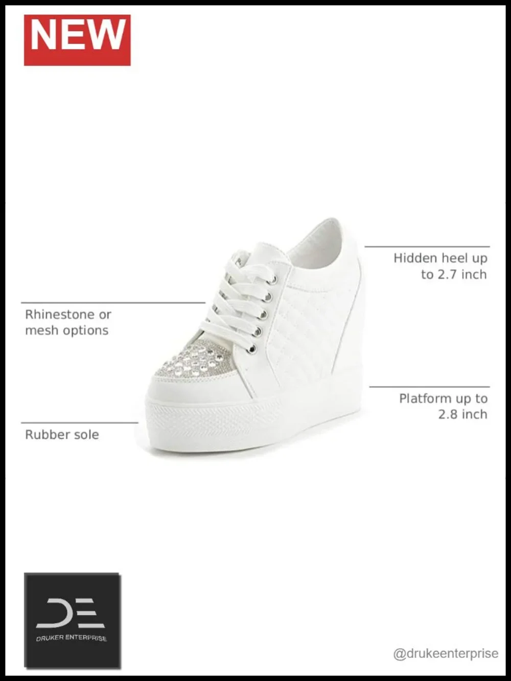 Women Wedge Sneakers Hidden Heel Platform PU Fashion Walking Shoes